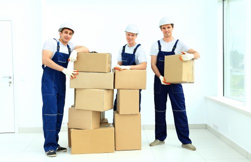 Business premises items prepared for transport during a South Kensington move