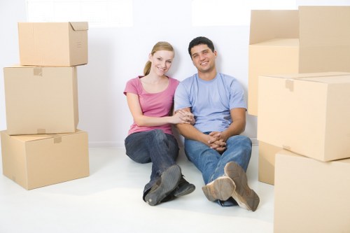 Professional movers planning access for a South Kensington property