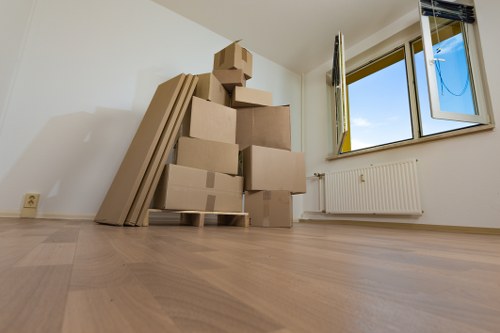 Careful loading of boxes and furniture during a student removal in South Kensington