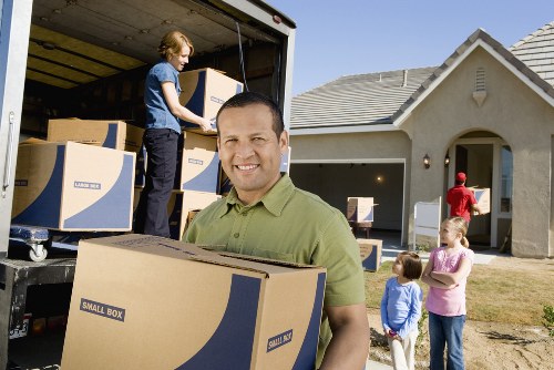 Boxes and furniture prepared for local removal truck hire